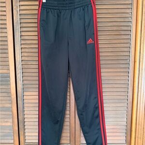 adidas Black Joggers with Red Side Stripes - Kids